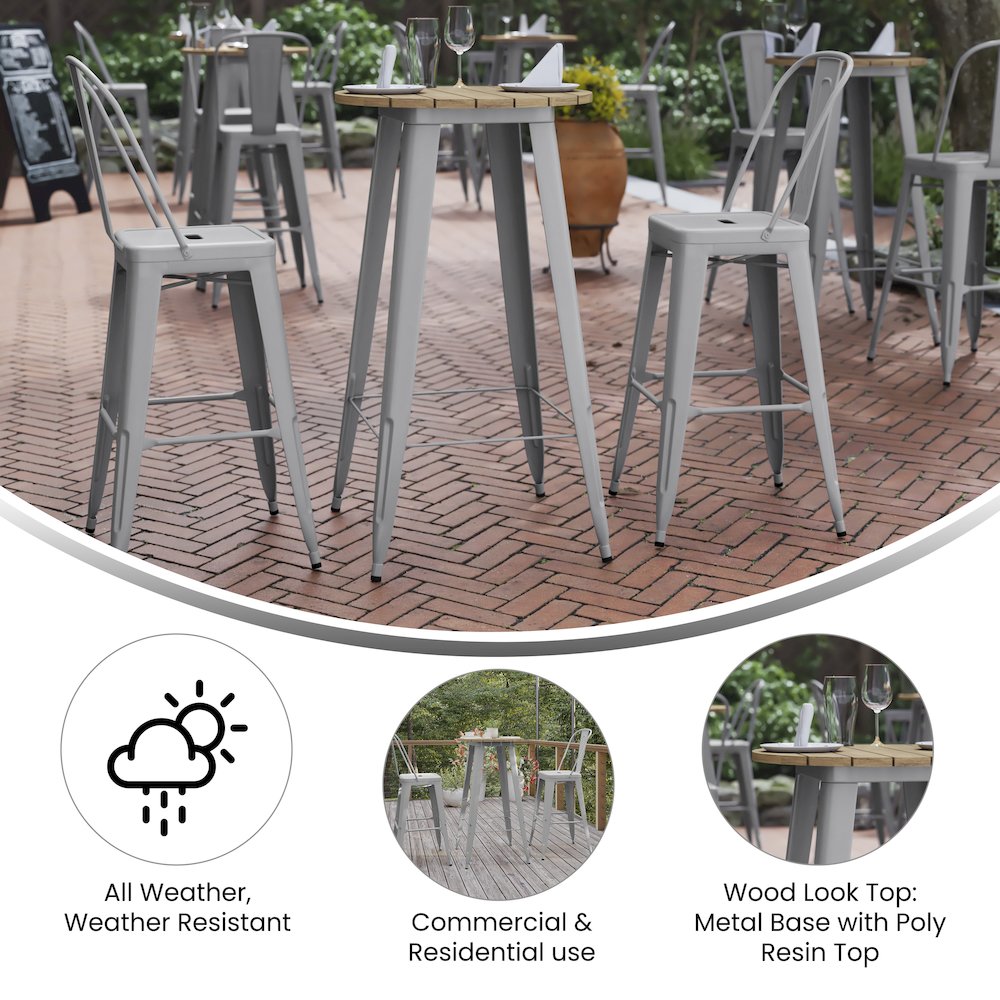 Contemporary 23.75" Round Commercial Bar Height Dining Table for 2. Picture 4