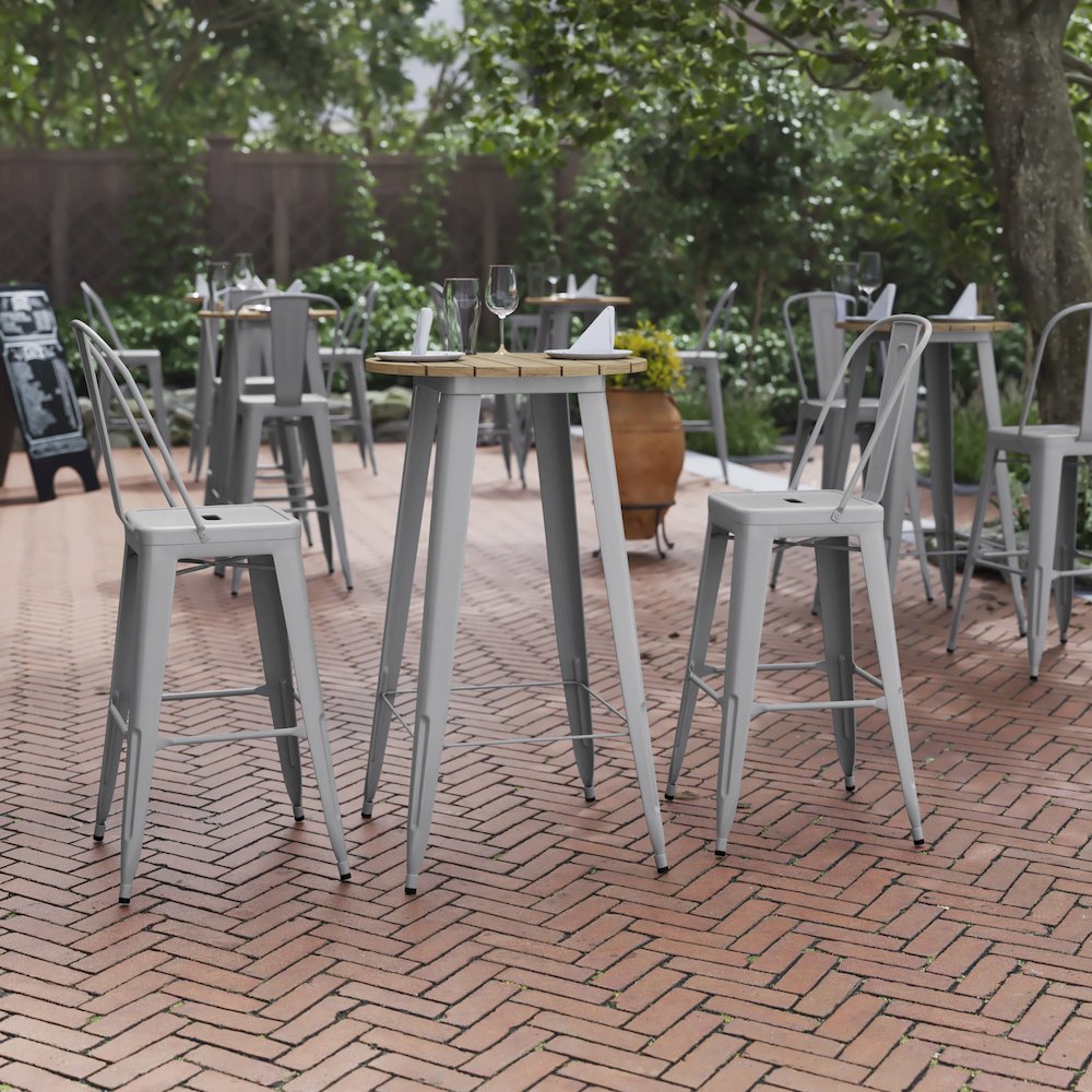 Contemporary 23.75" Round Commercial Bar Height Dining Table for 2. Picture 2