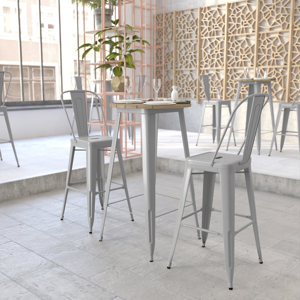 Contemporary 23.75" Round Commercial Bar Height Dining Table for 2. Picture 7