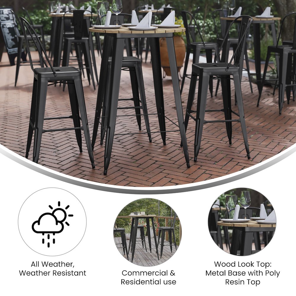 Contemporary 30" Round Commercial Bar Height Dining Table for 4. Picture 4