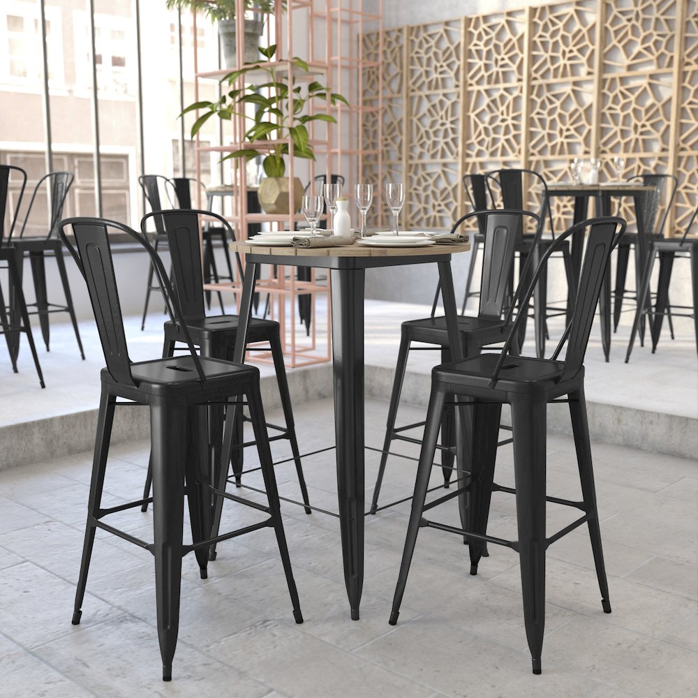 Contemporary 30" Round Commercial Bar Height Dining Table for 4. Picture 7