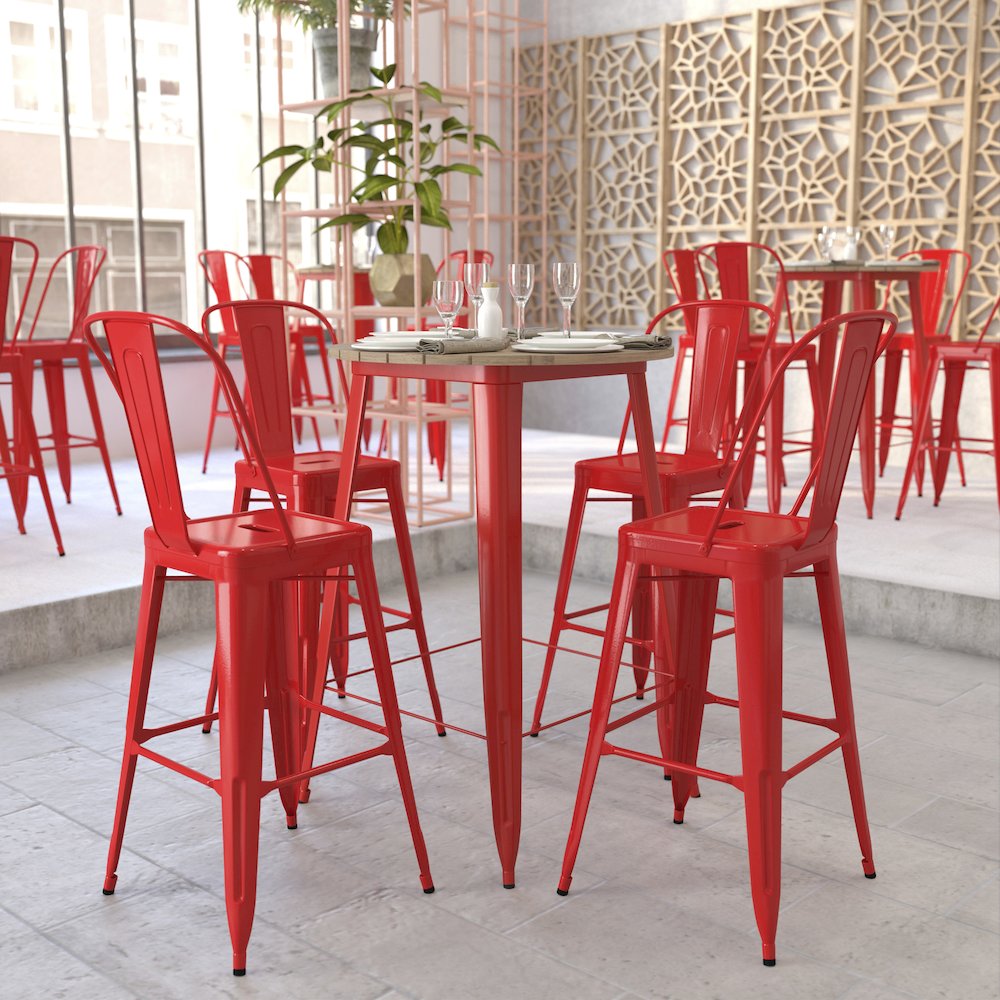Contemporary 30" Round Commercial Bar Height Dining Table for 4. Picture 7