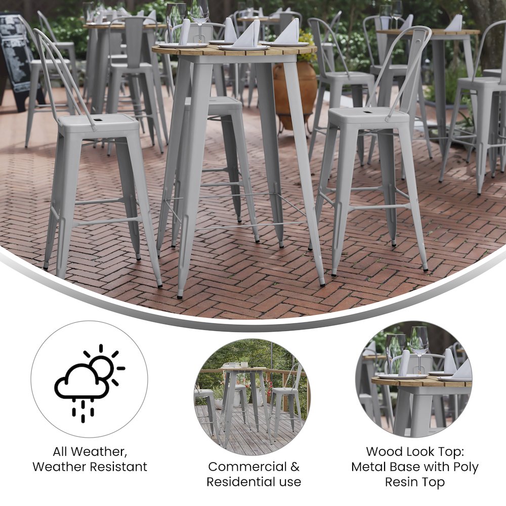 Contemporary 30" Round Commercial Bar Height Dining Table for 4. Picture 4