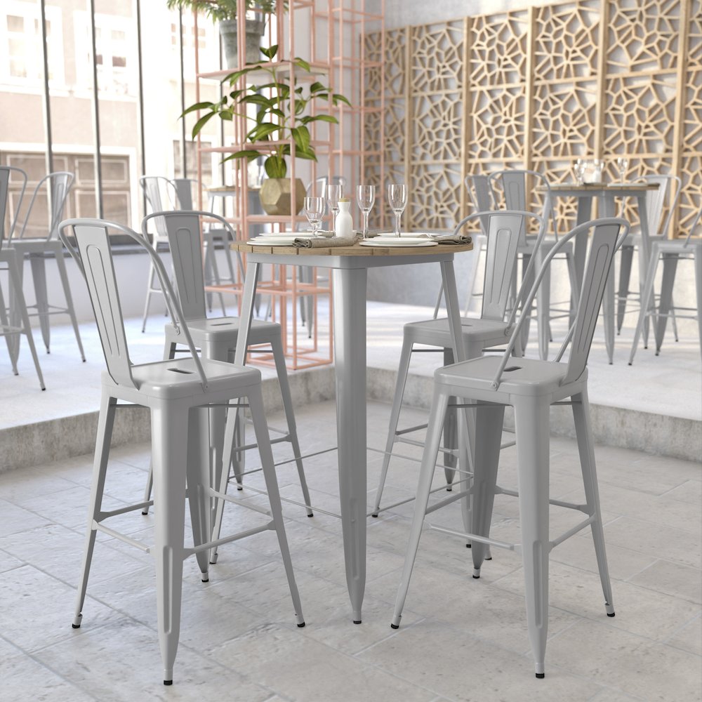 Contemporary 30" Round Commercial Bar Height Dining Table for 4. Picture 7