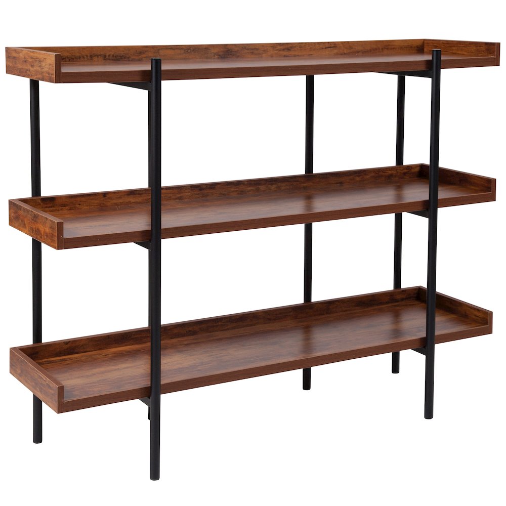 3 Shelf 35"H Storage Display Unit Bookcase in Wood Grain Finish. Picture 1