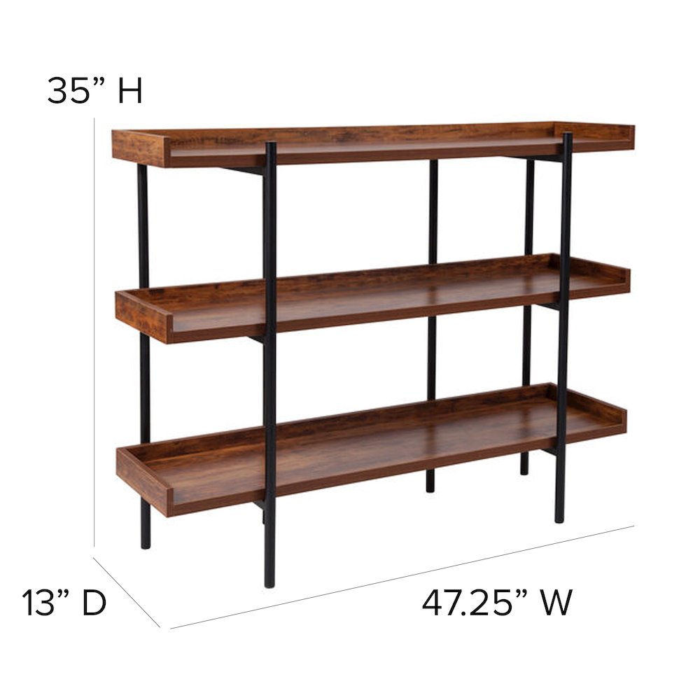 3 Shelf 35"H Storage Display Unit Bookcase in Wood Grain Finish. Picture 6