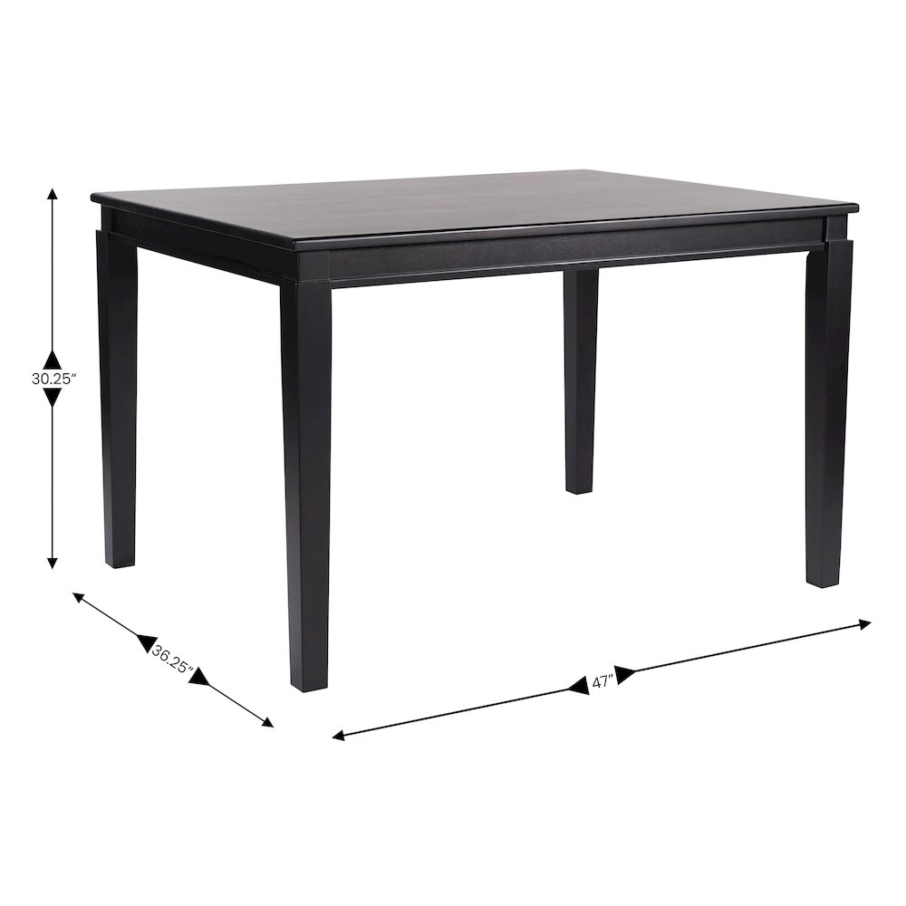 47" Solid Wood Dining Table, Heavy Duty Rectangle Wood Table, Black Matte Finish. Picture 5