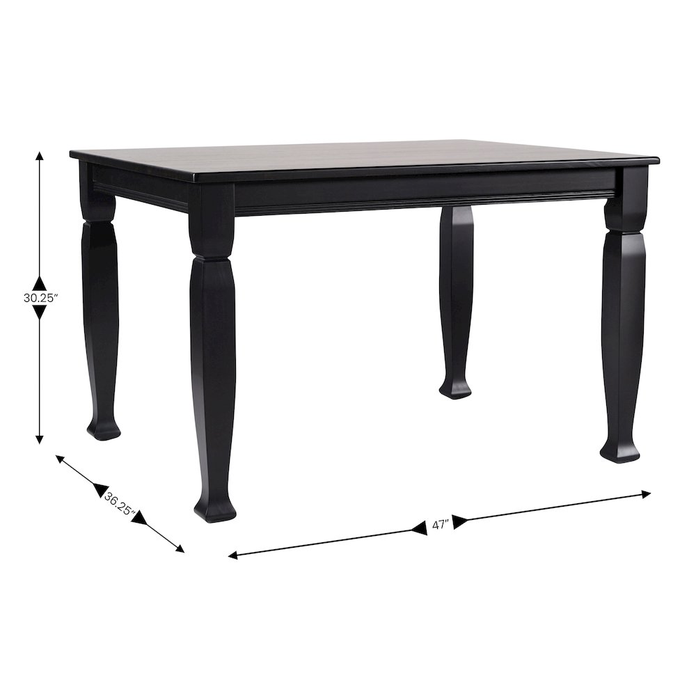 Traditional Style Commercial Grade 47 Inch Dining Table for 4, Black Matte. Picture 5