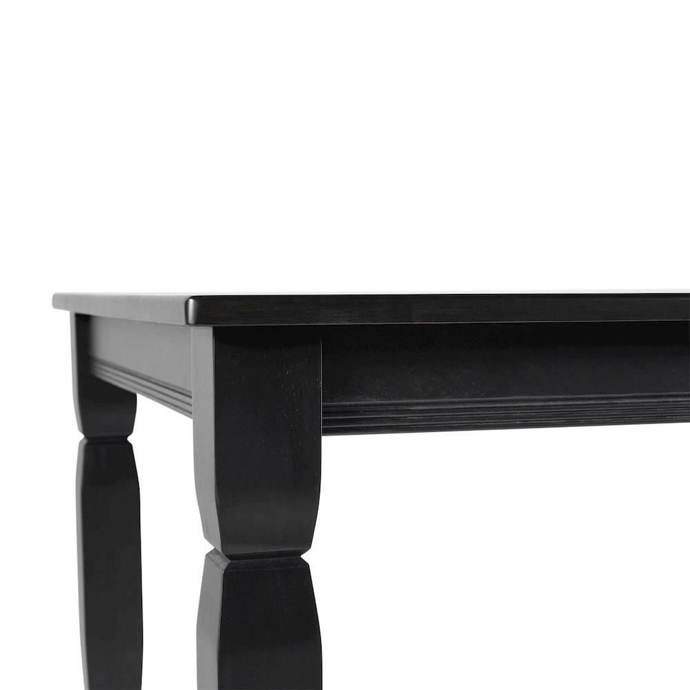Traditional Style Commercial Grade 47 Inch Dining Table for 4, Black Matte. Picture 11