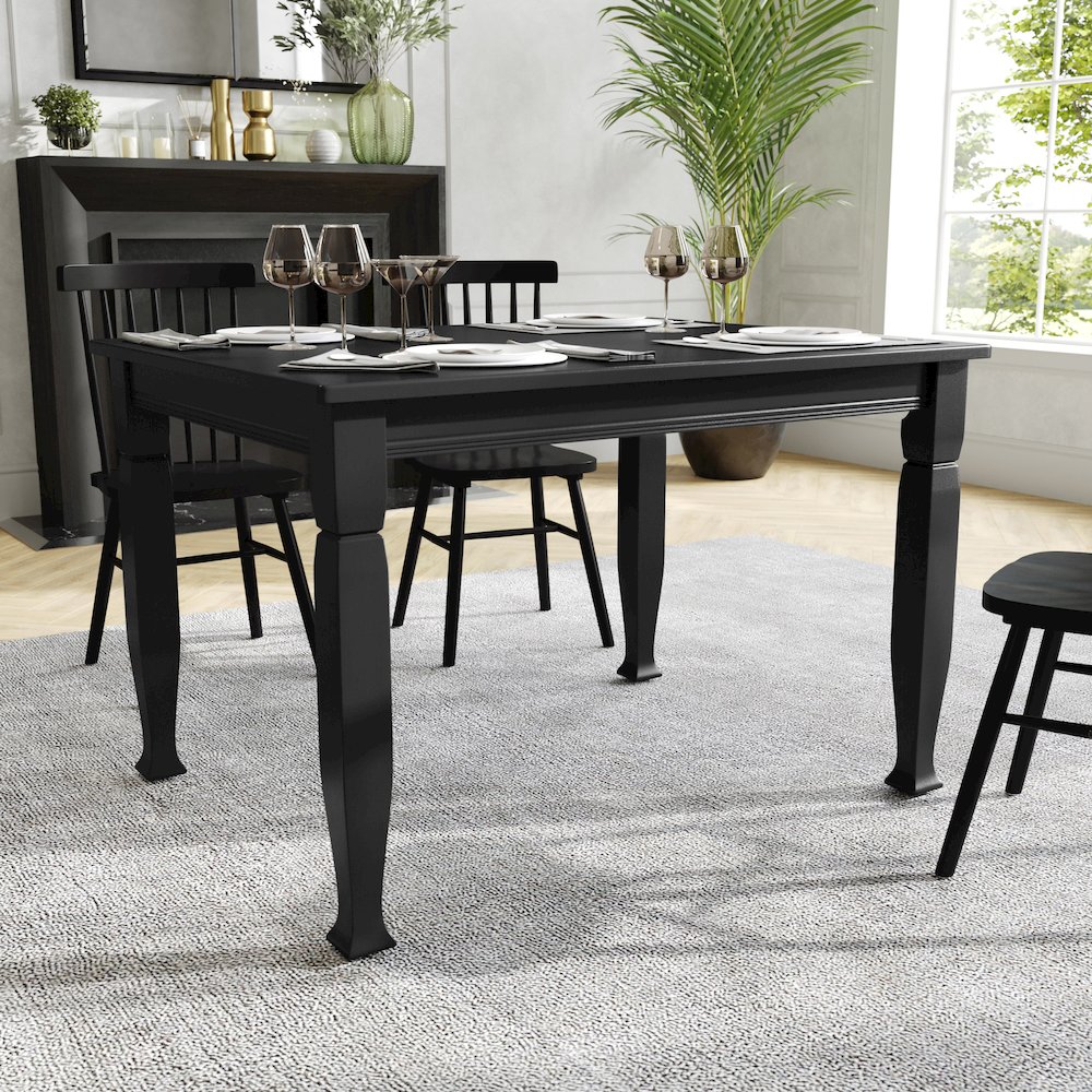 Traditional Style Commercial Grade 47 Inch Dining Table for 4, Black Matte. Picture 3