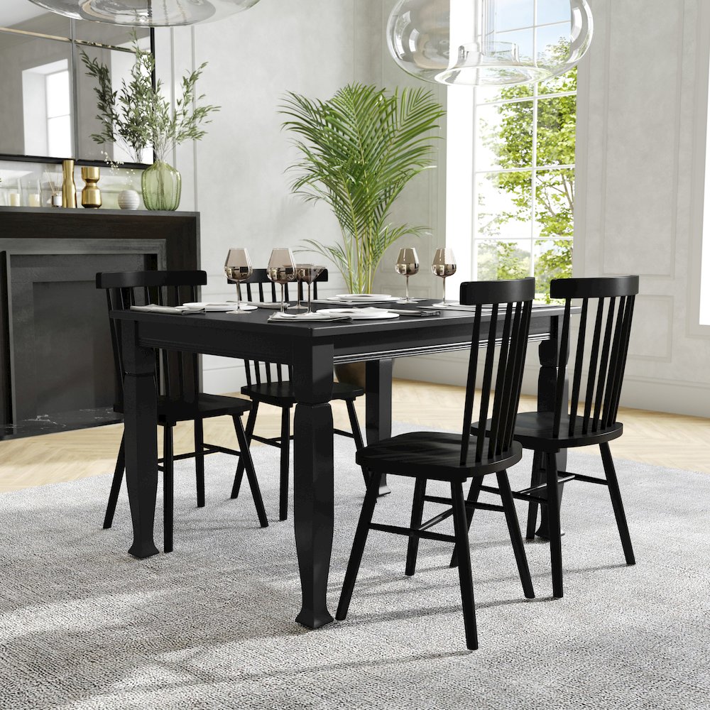 Traditional Style Commercial Grade 47 Inch Dining Table for 4, Black Matte. Picture 6