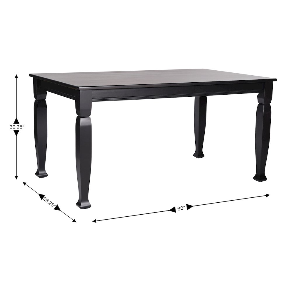 Traditional Style Commercial Grade 60 Inch Dining Table for 6, Black Matte. Picture 5