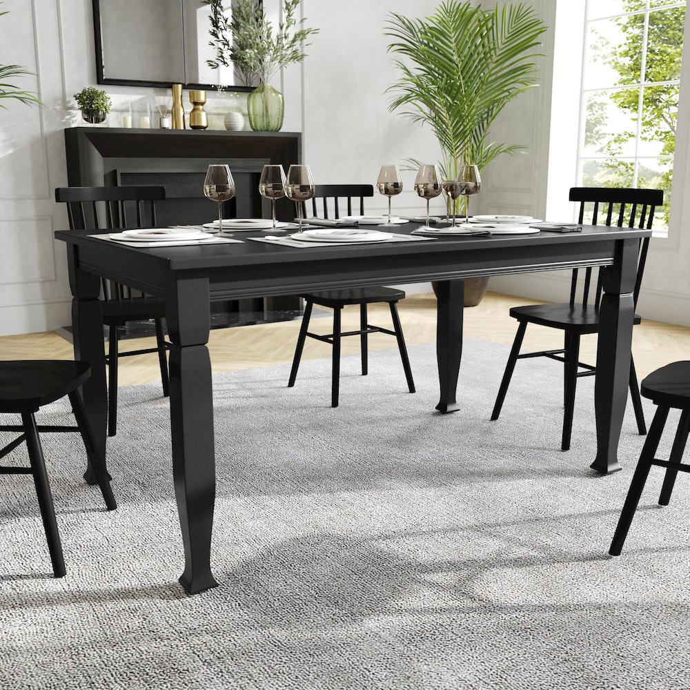Traditional Style Commercial Grade 60 Inch Dining Table for 6, Black Matte. Picture 3