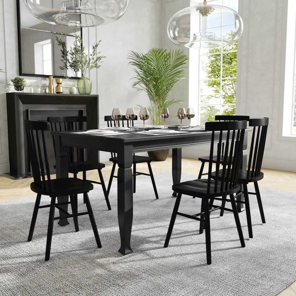 Traditional Style Commercial Grade 60 Inch Dining Table for 6, Black Matte. Picture 6