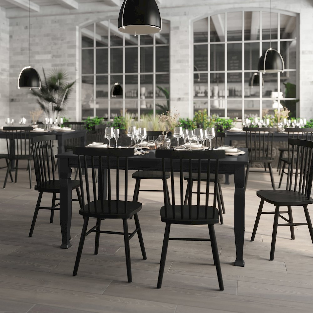 Traditional Style Commercial Grade 60 Inch Dining Table for 6, Black Matte. Picture 7