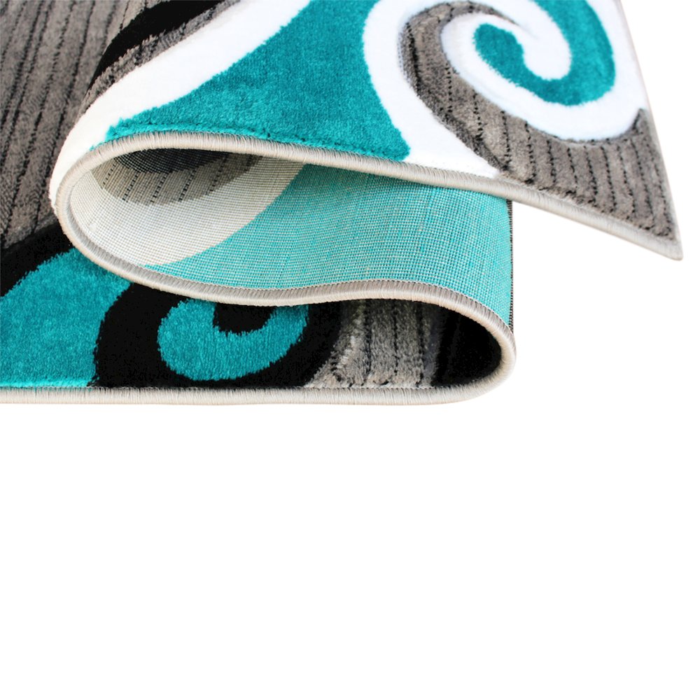 3' x 10' Turquoise Abstract Area Rug - Olefin Rug. Picture 5