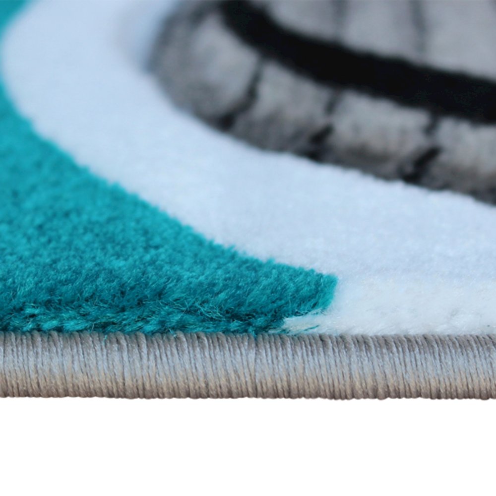 3' x 16' Turquoise Abstract Area Rug - Olefin Rug. Picture 5