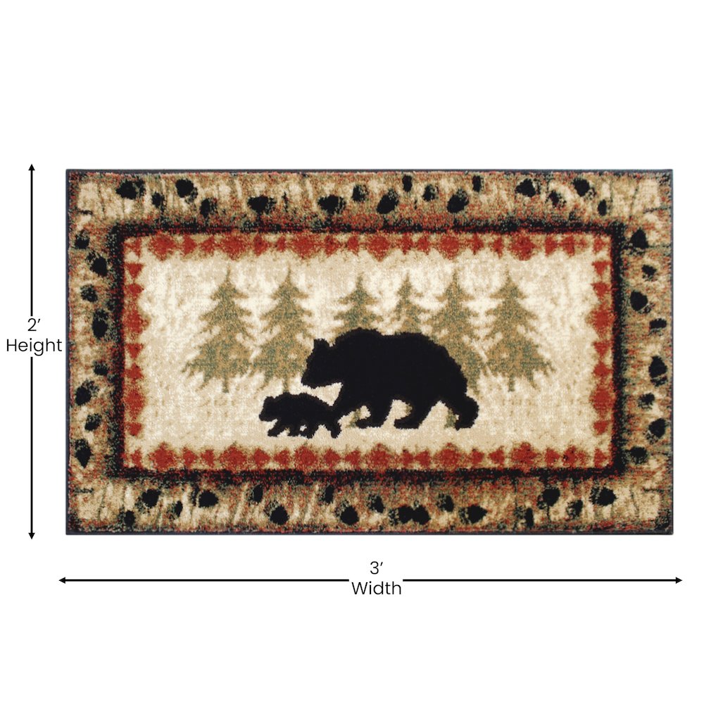 2' x 3' Rustic Lodge Wandering Black Bear and Cub Area Rug with Jute Backing. Picture 4