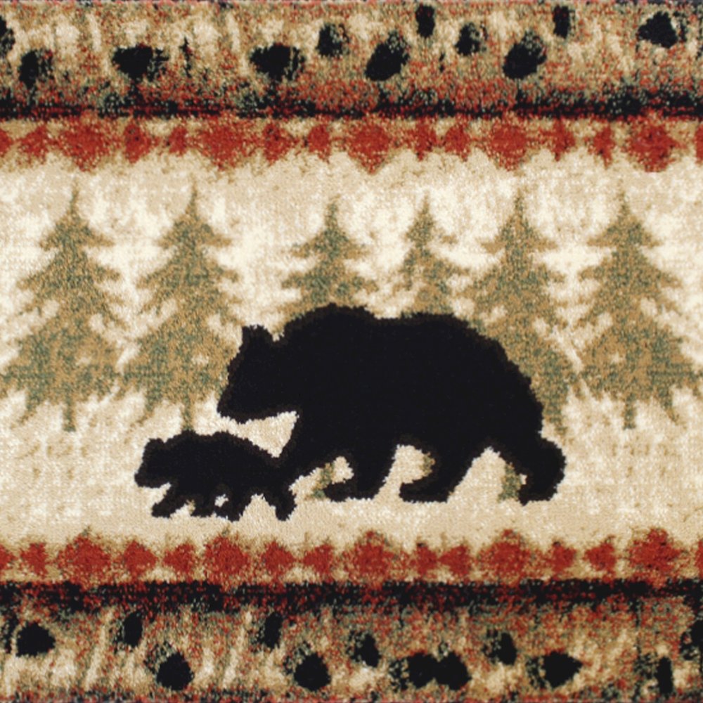 2' x 7' Rustic Lodge Wandering Black Bear and Cub Area Rug with Jute Backing. Picture 6