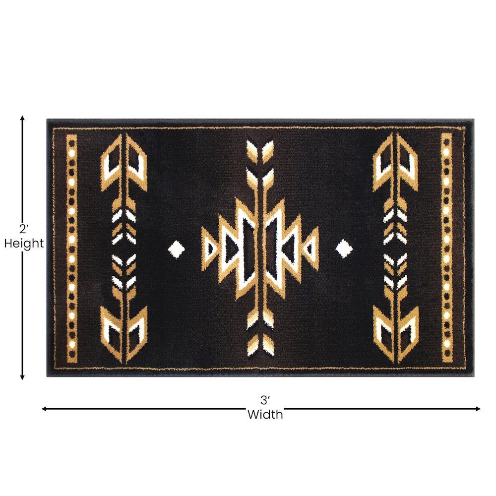 Southwestern 2' x 3' Brown Area Rug - Olefin Accent Rug with Jute Backing. Picture 4