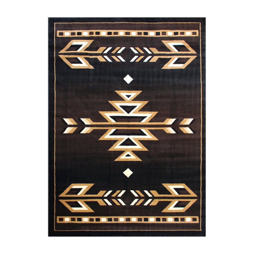 Southwestern 5' x 7' Brown Area Rug - Olefin Accent Rug with Jute Backing. Picture 1