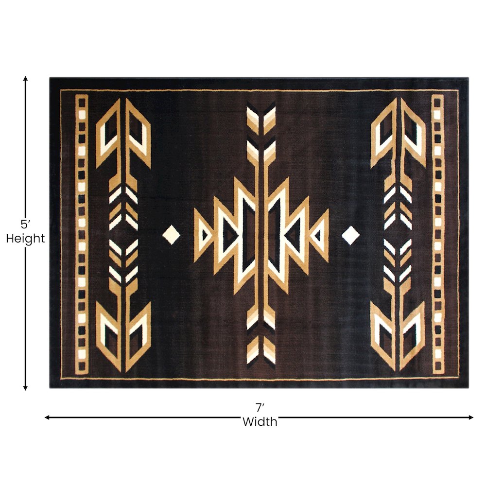 Southwestern 5' x 7' Brown Area Rug - Olefin Accent Rug with Jute Backing. Picture 4