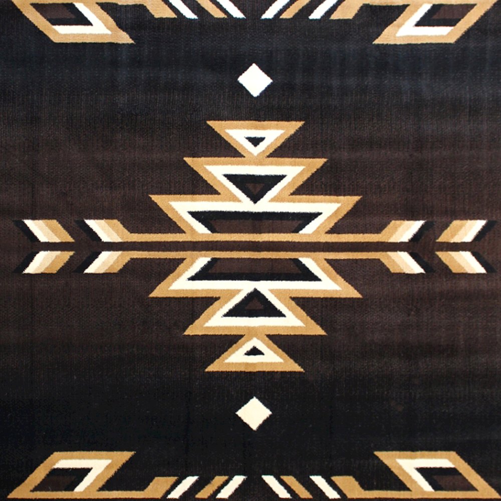 Southwestern 5' x 7' Brown Area Rug - Olefin Accent Rug with Jute Backing. Picture 7