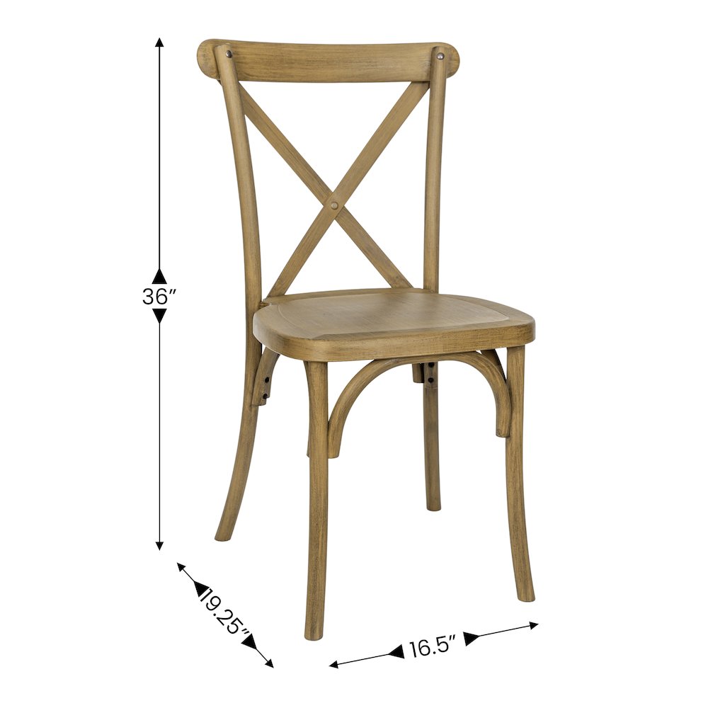 HERCULES Commercial Chestnut Wood Look Stackable Resin Cross Back Chair. Picture 5
