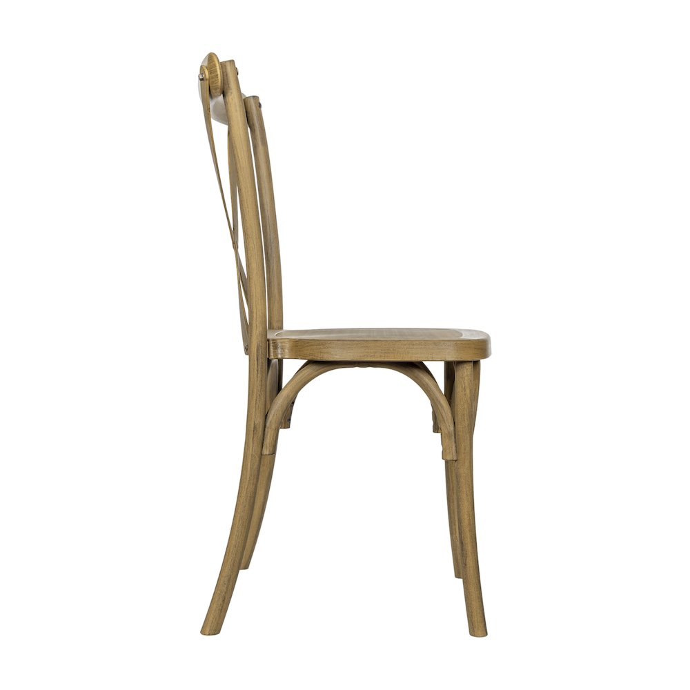 HERCULES Commercial Chestnut Wood Look Stackable Resin Cross Back Chair. Picture 9