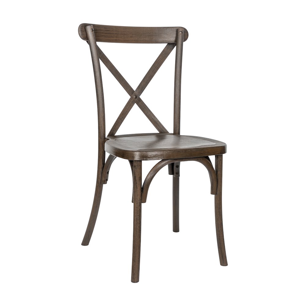 HERCULES Commercial Dark Brown Wood Look Stackable Resin Cross Back Chair. Picture 1
