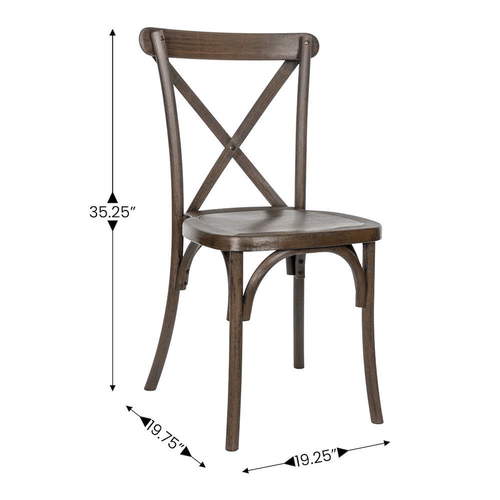 HERCULES Commercial Dark Brown Wood Look Stackable Resin Cross Back Chair. Picture 5