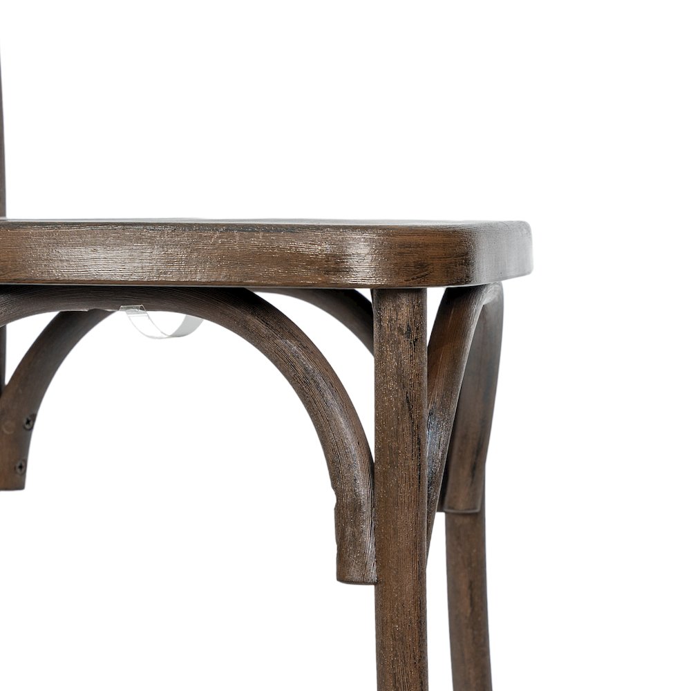 HERCULES Commercial Dark Brown Wood Look Stackable Resin Cross Back Chair. Picture 8