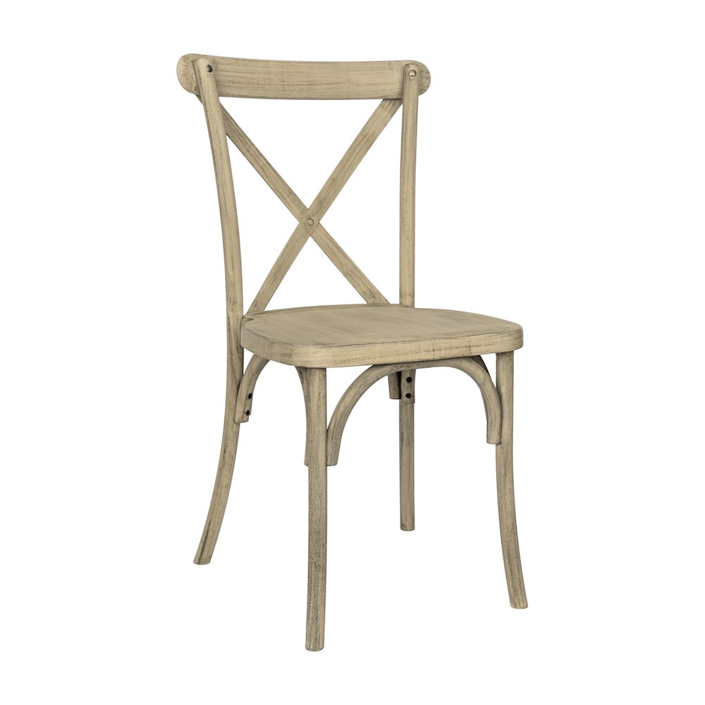 HERCULES Commercial Light Oak Wood Look Stackable Resin Cross Back Chair. Picture 1