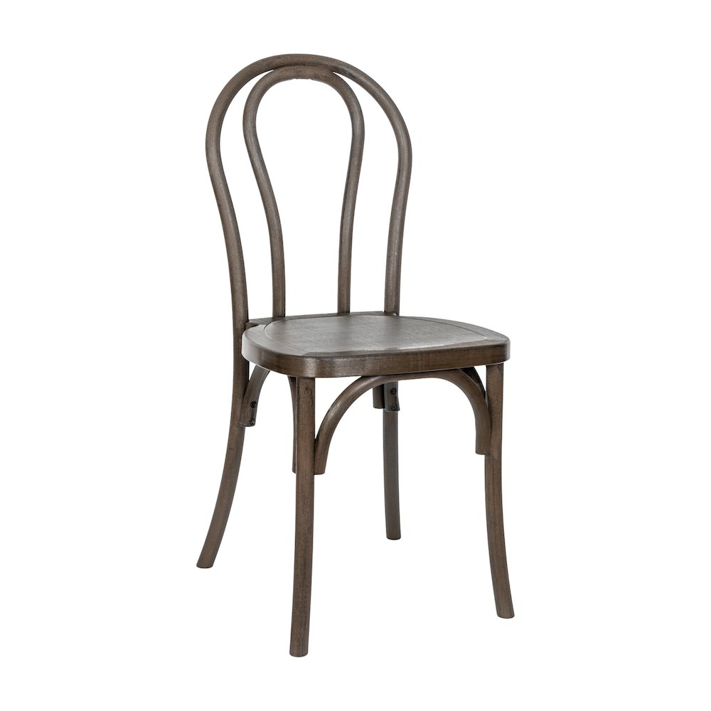 HERCULES Commercial Dark Brown Wood Look Stackable Resin Thonet Style Chair. Picture 1