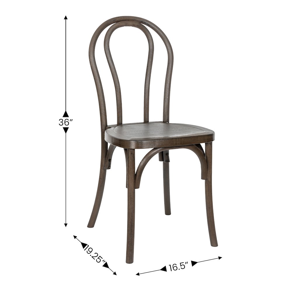 HERCULES Commercial Dark Brown Wood Look Stackable Resin Thonet Style Chair. Picture 5