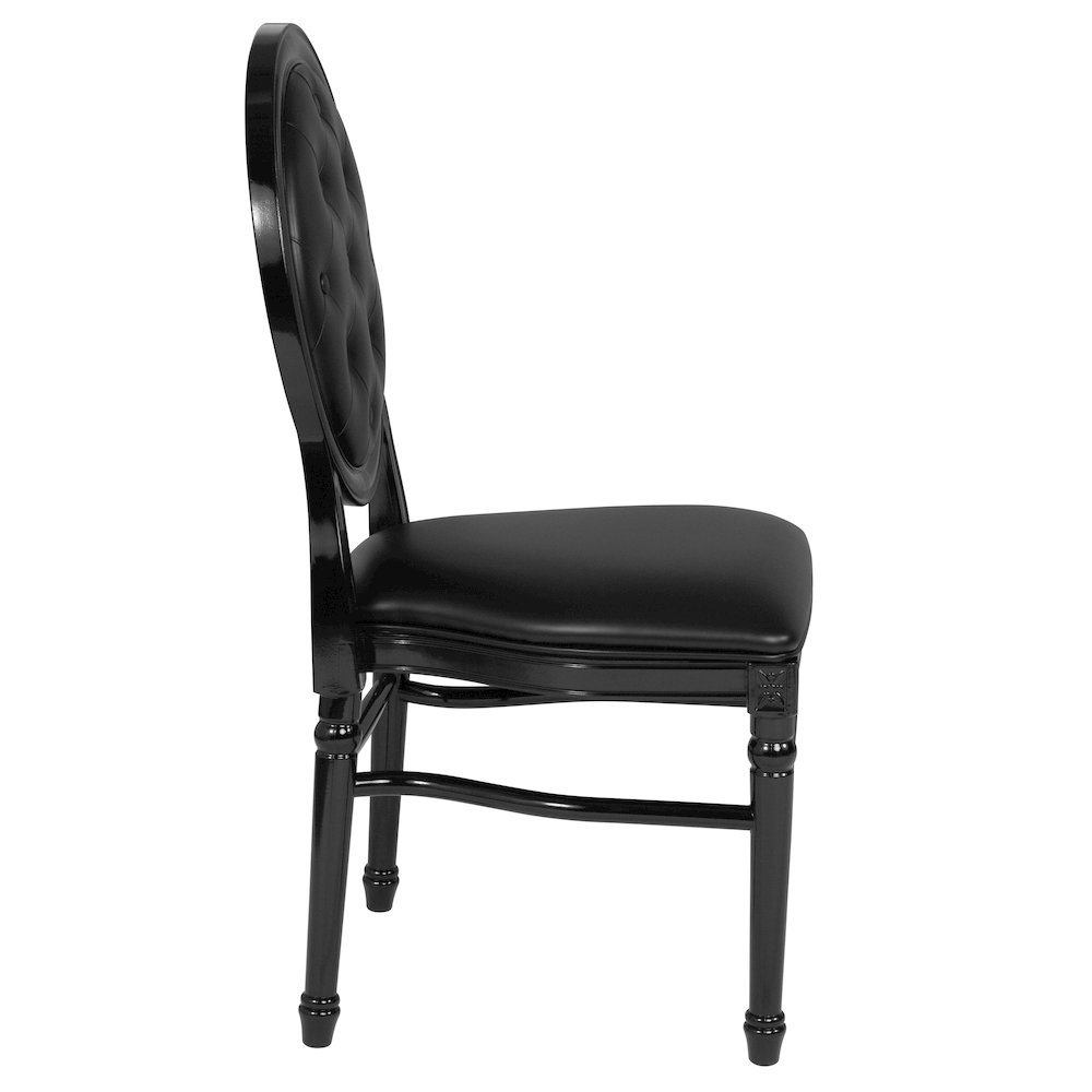 King Louis Chair with Tufted Back, Black Vinyl Seat and Black Frame. Picture 8