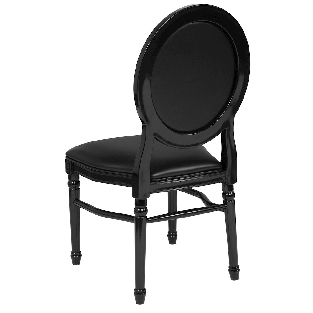 King Louis Chair with Tufted Back, Black Vinyl Seat and Black Frame. Picture 6