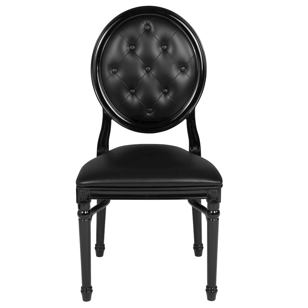 King Louis Chair with Tufted Back, Black Vinyl Seat and Black Frame. Picture 9