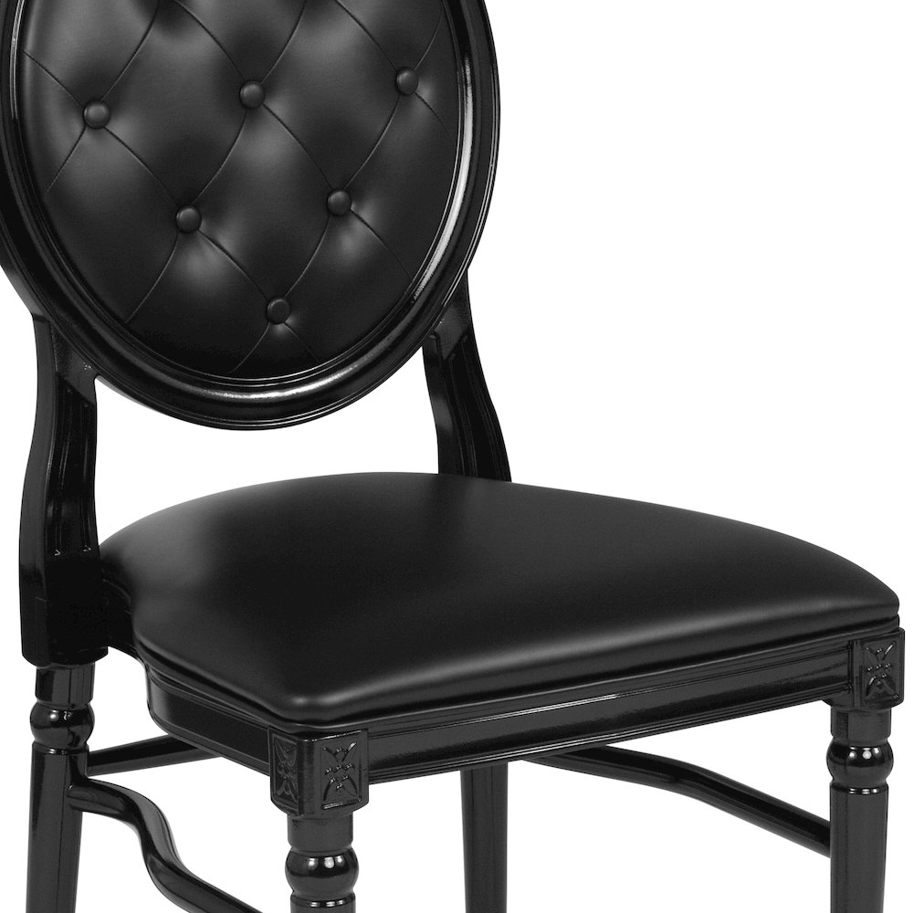 King Louis Chair with Tufted Back, Black Vinyl Seat and Black Frame. Picture 7