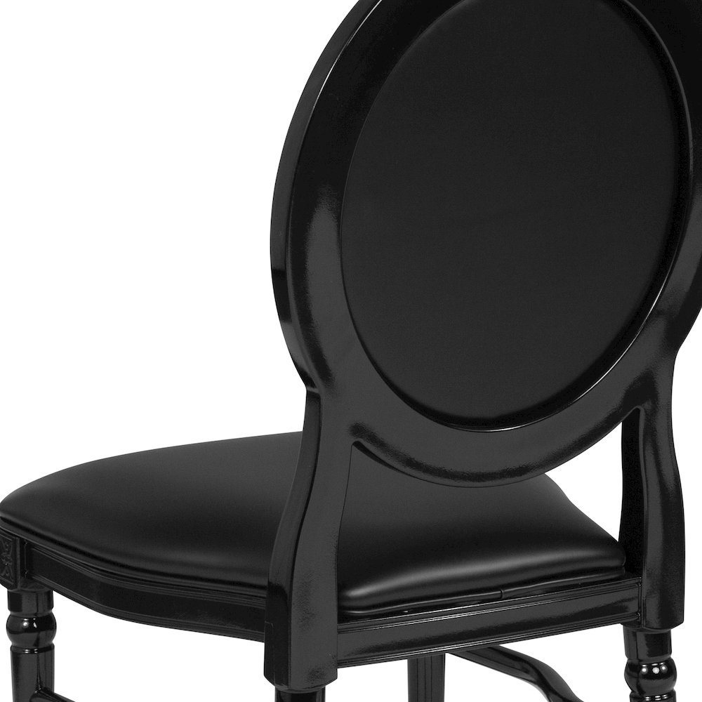 King Louis Chair with Tufted Back, Black Vinyl Seat and Black Frame. Picture 10