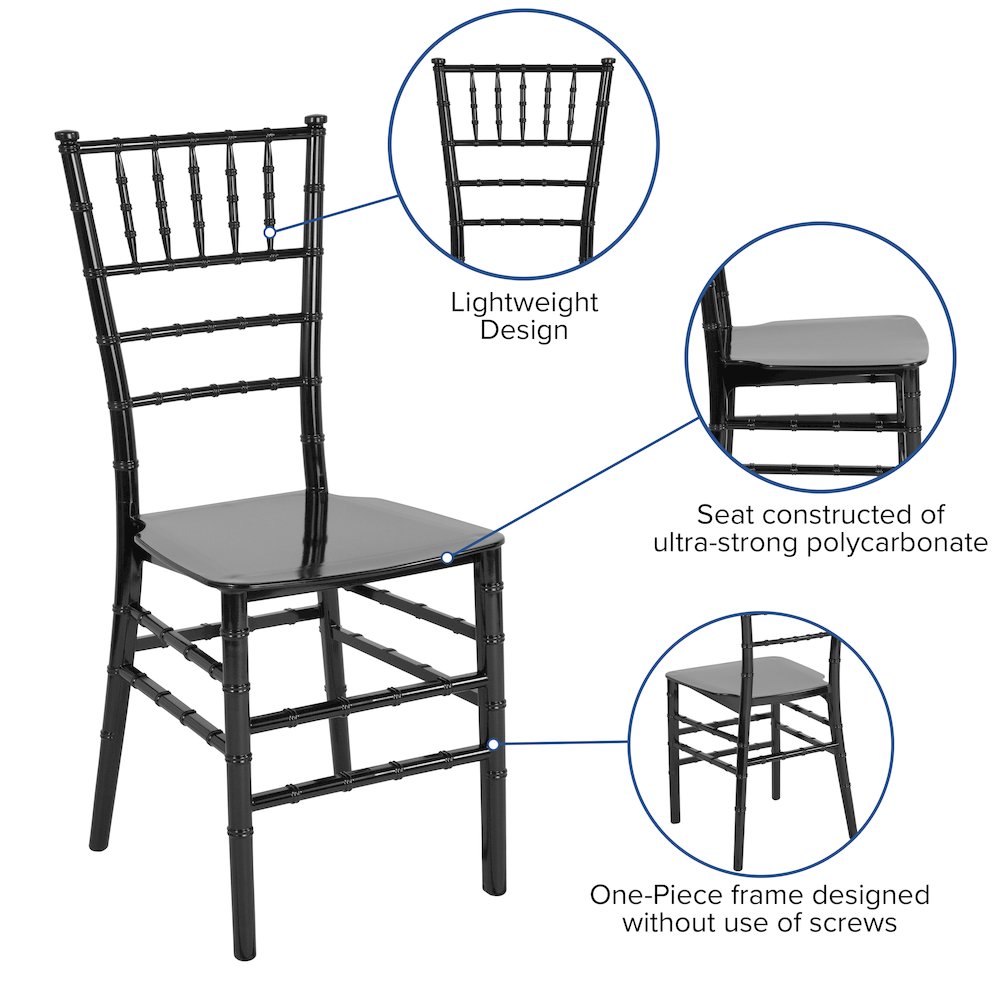 Black Resin Stacking Chiavari Chair. Picture 5