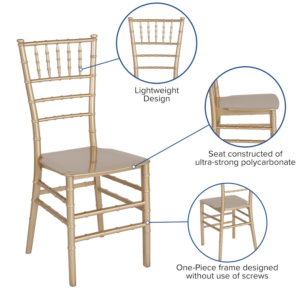 Gold Stackable Resin Chiavari Chair. Picture 6