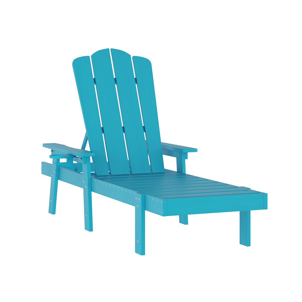 Commercial Adjustable Adirondack Lounger with Cupholder, Blue. Picture 1