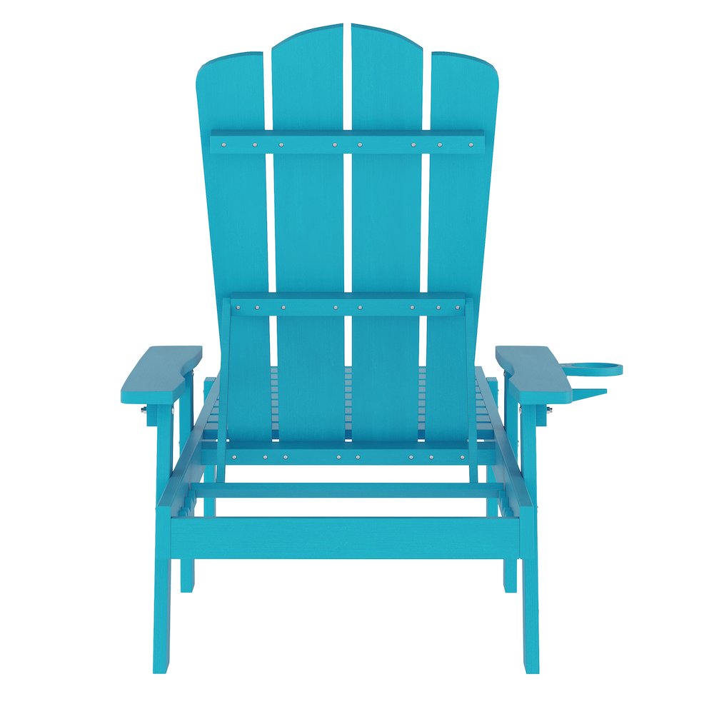 Commercial Adjustable Adirondack Lounger with Cupholder, Blue. Picture 6