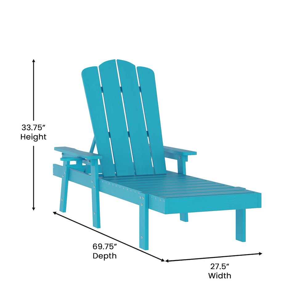 Commercial Adjustable Adirondack Lounger with Cupholder, Blue. Picture 5