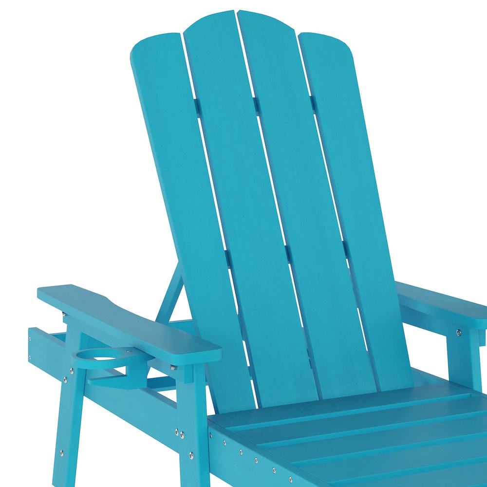 Commercial Adjustable Adirondack Lounger with Cupholder, Blue. Picture 7