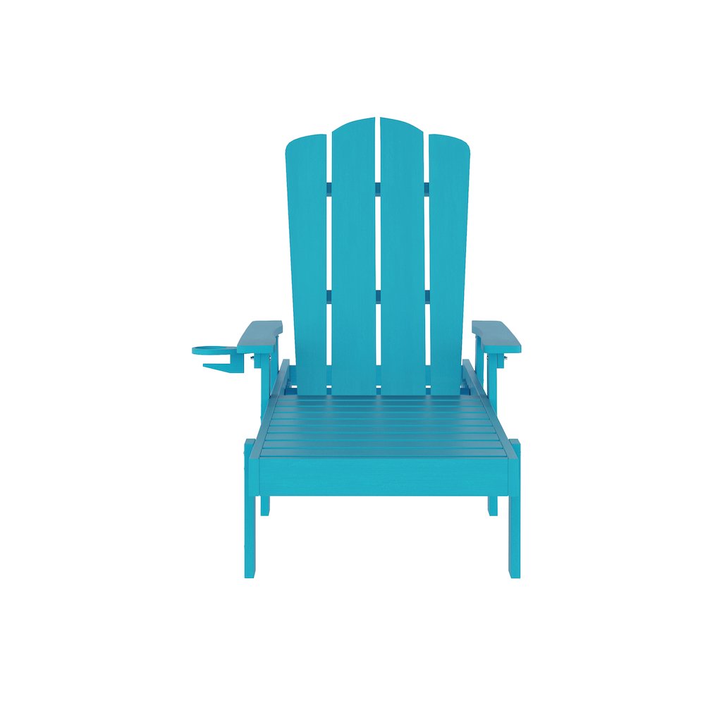 Commercial Adjustable Adirondack Lounger with Cupholder, Blue. Picture 9