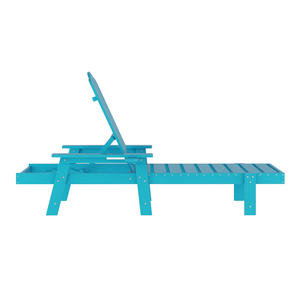 Commercial Adjustable Adirondack Lounger with Cupholder, Blue. Picture 8