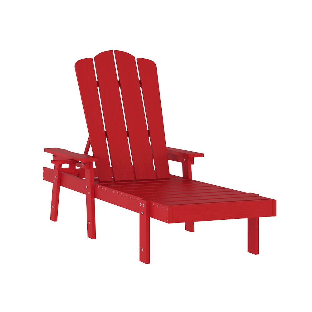Adjustable Adirondack Lounger with Cup Holder, Red. Picture 1