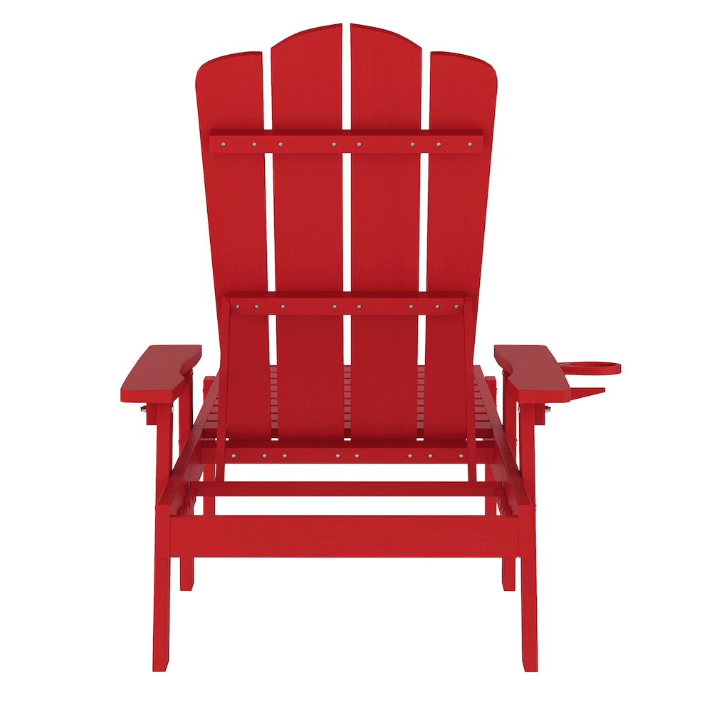Adjustable Adirondack Lounger with Cup Holder, Red. Picture 6